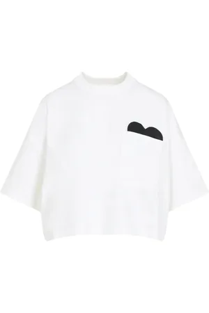 Bottega Veneta Top, Dame, Hvid, XS, Bomuld, Cropped Hjerte T-shirt