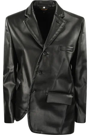 Comme des Garçons Jakke, Dame, Sort, M, Polyester, Jakke med hakket revers og knapper