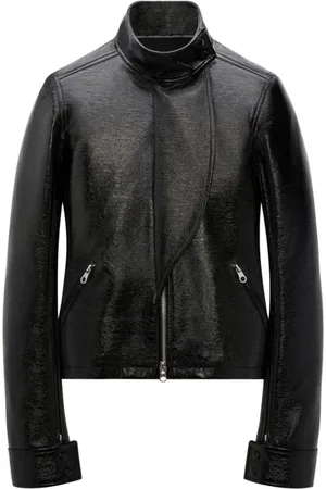 Courrèges Jakke, Dame, Sort, XS, Bomuld, Sort Logo Patch Jakke med Stand-up Krave