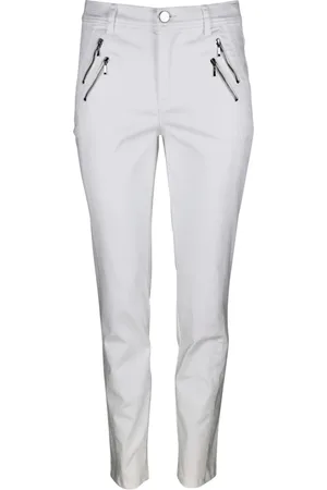 2-Biz Bukser, Dame, Hvid, S, Bomuld, Slim-Fit Elegante og Komfortable Bukser