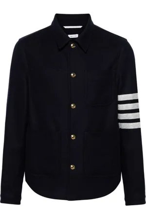 Thom Browne Skjorte, Herre, Blå, XL, Uld, Navyblå Uld-Cashmere Blend Frakke