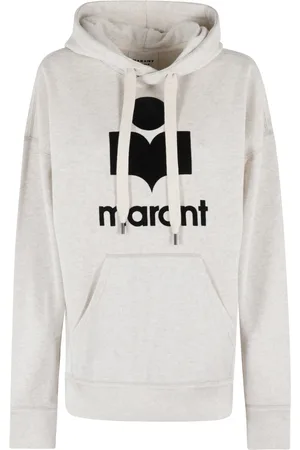 Isabel Marant Sweathshirts & Hoodies, Dame, Hvid, 2XS, Bomuld, Ecru hættetrøje med fløjllogo