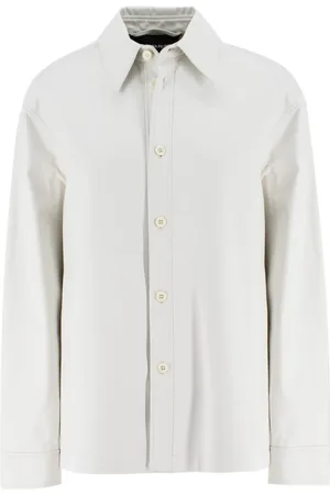 Fabiana Filippi Bluser & Skjorter, Dame, Hvid, 2XS, Læder, Elegant Bianco Læder Bluse