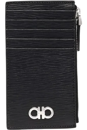 Salvatore Ferragamo Tilbehør, Herre, Sort, ONE SIZE, Læder, Læder Zip Wallet/Kortholder