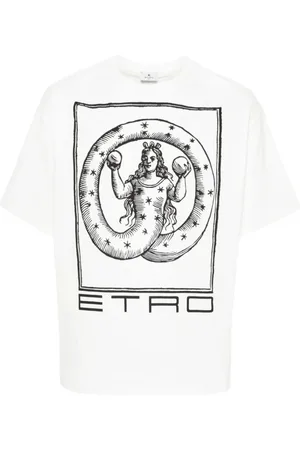 Etro Top, Herre, Hvid, S, Bomuld, Casual Bomulds T-shirt