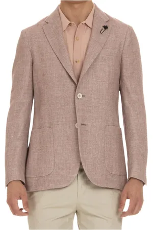 LARDINI Jakke, Herre, Lyserød, 2XL, Uld, Linen-Wool Vævet Jakke