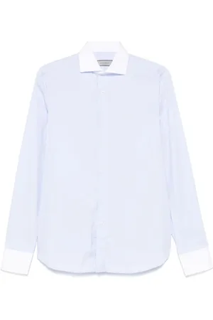 CANALI Skjorte, Herre, Blå, M, Bomuld, Lyseblå Button-Up Skjorte