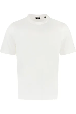 Ermenegildo Zegna Top, Herre, , 2XL, Bomuld, Silke- og bomuldsblanding T-shirt med ribstrikket halsudskæring