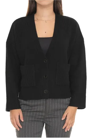 Liu Jo Strik, Dame, Sort, L, Uld, Stilfuld Strikket Cardigan
