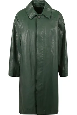 Burberry Frakke, Dame, Grøn, 3XS, Læder, Single-Breasted Frakke