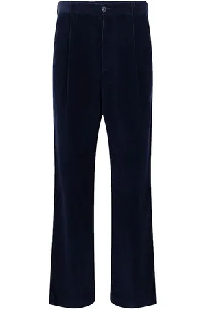 Moncler Bukser, Herre, Blå, M, Bomuld, Fløjlsbukser Navy Straight Fit