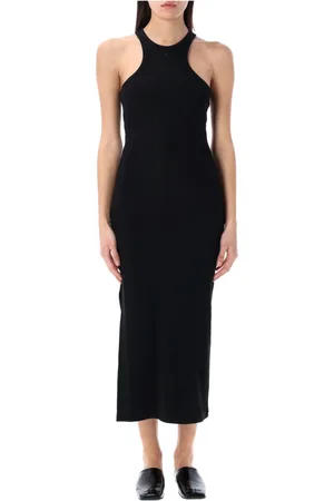 Courrèges Kjole, Dame, Sort, S, Bomuld, Sort Scuba Rib Kjole med Sideslids