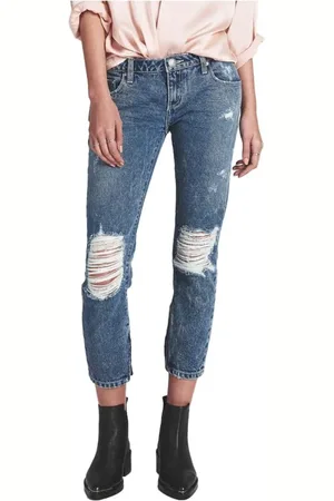 ONE TEASPOON Jeans, Dame, Blå, W26, Bomuld, Bomuld Jeans med Knæ Tårer