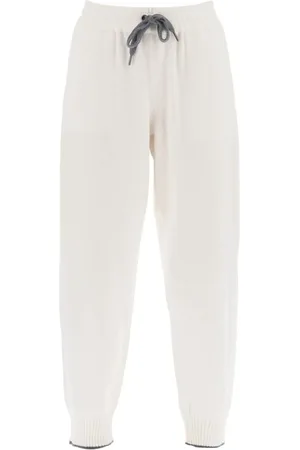 Brunello Cucinelli Bukser, Dame, , S, Cashmere, Cashmere Joggingbukser med Ribkant