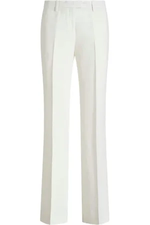 Etro Bukser, Dame, Hvid, L, Uld, Natural Straight Leg Pants