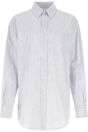 Maison Margiela Bluser & Skjorter, Dame, Blå, XS, Bomuld, Broderet Oversize Skjorte
