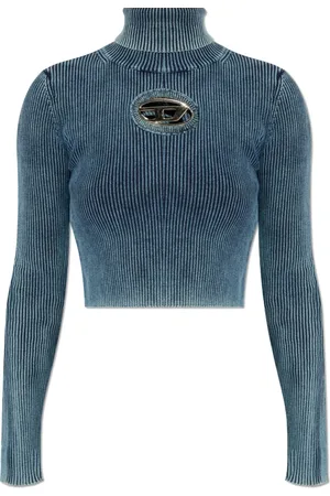 Diesel Strik, Dame, Blå, M, Bomuld, Turtle-Neck Sweater