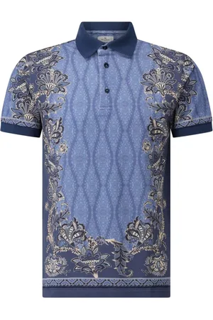 Etro Top, Herre, Blå, 3XL, Bomuld, Floral Paisley Polo Shirt