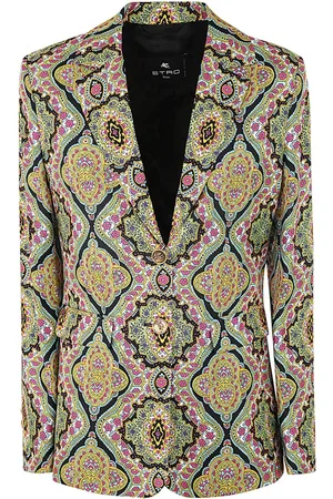 Etro Jakke, Dame, Flerfarvet, M, Multi Printed Silk Twill Jakke