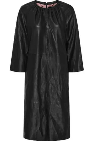 Btfcph Kjole, Dame, Sort, 3XL, Læder, Sort Læder Midi Kjole