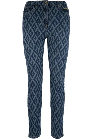 Elisabetta Franchi Jeans, Dame, Blå, W29, Bomuld, Gold Button Zipper Jeans