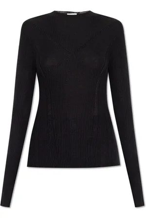 Lanvin Strik, Dame, Sort, S, Uld, Ribbet Top