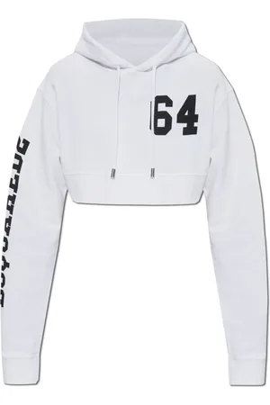 Dsquared2 Sweathshirts & Hoodies, Dame, Hvid, XS, Bomuld, Cropped Hoodie