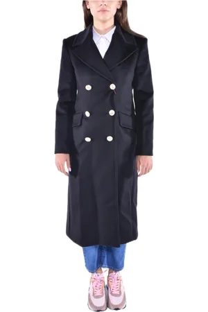 Max Mara Frakke, Dame, Sort, S, Uld, Lang Dobbeltknappet Frakke