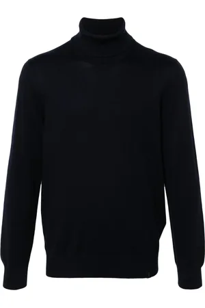 FAY Strik, Herre, Blå, 3XL, Uld, Navy Blå Uldstrikket Jumper
