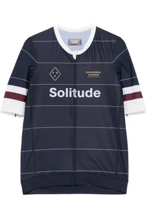 Pas Normal Studios Top, Herre, Blå, S, Blå Zip Polo Skjorte Logo Print