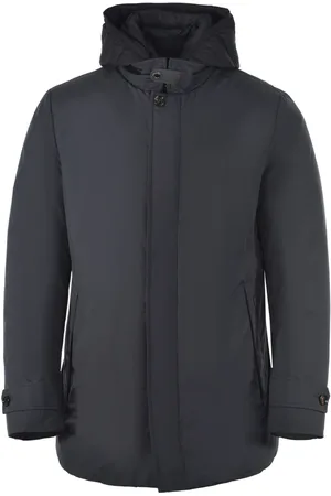 MOORER Jakke, Herre, Blå, 4XL, Uld, Blå Vandtæt Dunjakke med Aftagelig Hætte