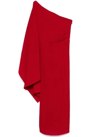 Solace Kjole, Dame, Rød, XS, Uld, Ruby One-Shoulder Pencil Kjole