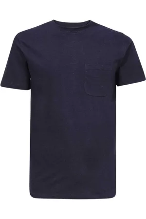 Les Deux Top, Herre, Blå, XS, Bomuld, Ribstrikket T-shirt med Rund Hals og Frontlomme