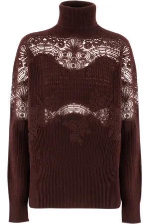ERMANNO SCERVINO Strik, Dame, Rød, S, Elegant Blonde Striktrøje med Blonde