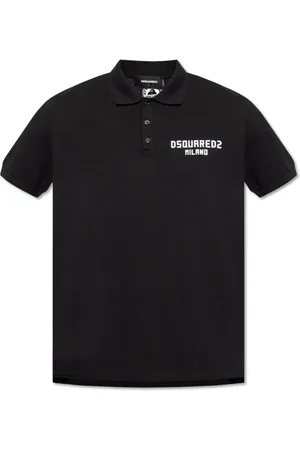 Dsquared2 Top, Herre, Sort, L, Bomuld, Polo med fløjlsfinish logo