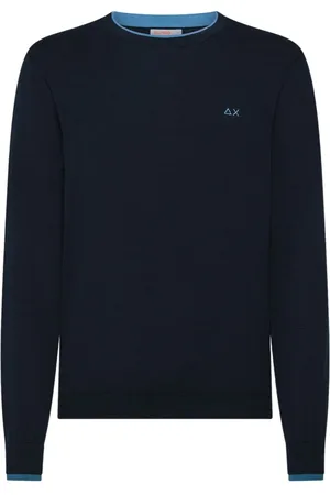 sun68 Strik, Herre, Blå, 2XL, Bomuld, Blå Bomulds Langærmet Sweater