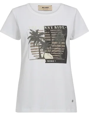 Mos Mosh Top, Dame, Hvid, M, Bomuld, Grafisk Tee Top Kortærmet Rund Hals