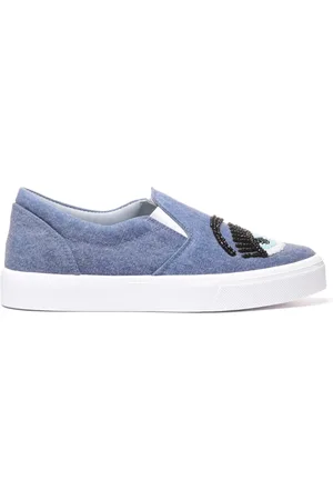 Chiara Ferragni Sko, Dame, Blå, 39 EU, Denim, Denim Slip-On Sneakers