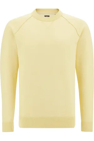 Boggi Milano Strik, Herre, Gul, L, Bomuld, Bomuld, silke og cashmere crew neck jumper