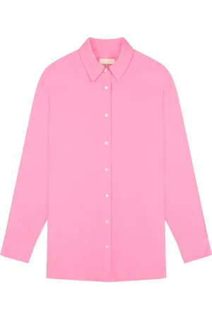 Loulou Studio Bluser & Skjorter, Dame, Lyserød, M, Bomuld, Farverig poplin-skjorte i bomuld