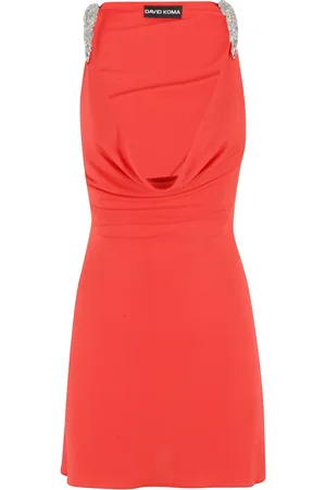 DAVID KOMA Kjole, Dame, , XS, Polyester, Krystal Claw Detalje Cowl Neck Mini Kjole