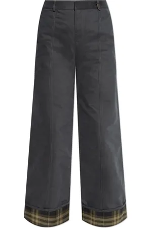 Burberry Bukser, Dame, Grå, 2XS, Bomuld, Wide-leg Bukser