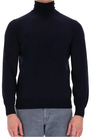 Brunello Cucinelli Strik, Herre, Blå, 2XL, Tyl, Dolcevita Style Turtleneck Sweater