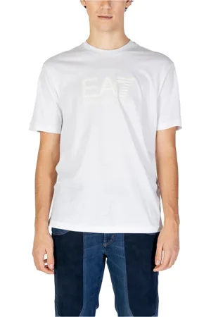 EA7 Top, Herre, Hvid, 2XL, Bomuld, Almindelig bomulds T-shirt med rund hals