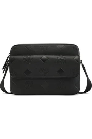 MCM Taske, Herre, Sort, ONE SIZE, Læder, Aren Messenger-taske i læder med Maxi-monogram