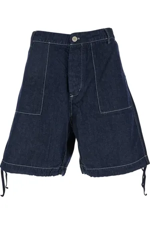 C.P. Company Shorts, Herre, Blå, L, Denim, Mørkeblå Denim Shorts med Logo Patch