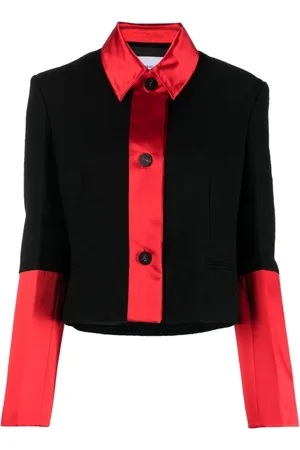 Salvatore Ferragamo Bluser & Skjorter, Dame, Sort, XS, Satin, Sort Cropped Jakke i Silkesatin