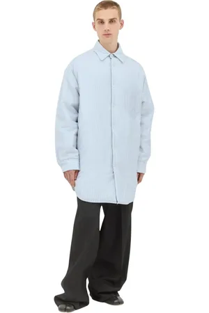 Maison Margiela Jakke, Herre, Blå, XS, Polyester, Stribet Vatteret Skjorte