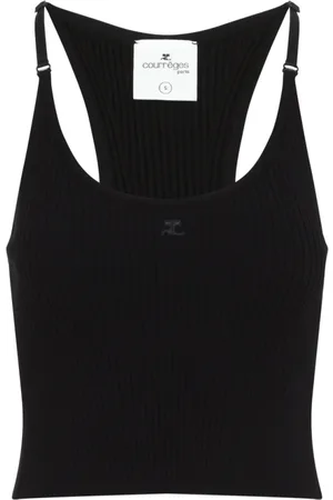 Courrèges Top, Dame, Sort, M, Polyester, Scuba Knit Tank Top