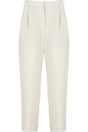 Brunello Cucinelli Bukser, Dame, , M, Linned, linnedbukser med lurexdetaljer